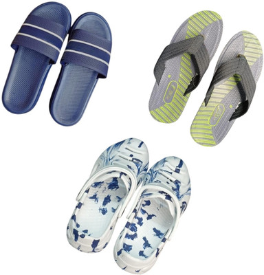 BLIBBERS Men Slippers(Blue, Grey, Multicolor , 7)