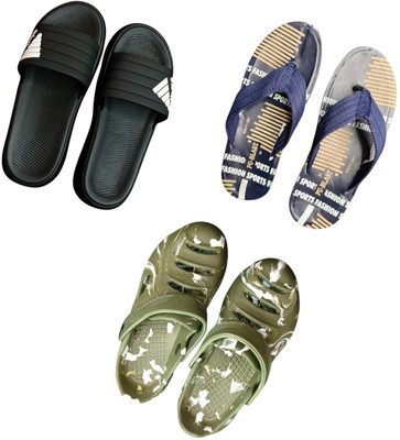 BLIBBERS Men Slippers(Black, Blue, Green , 9)