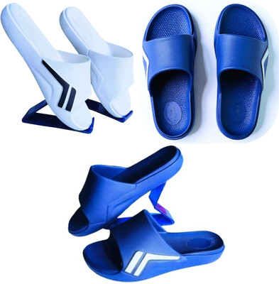 Plama Men Slides(White, Blue, Blue , 10)
