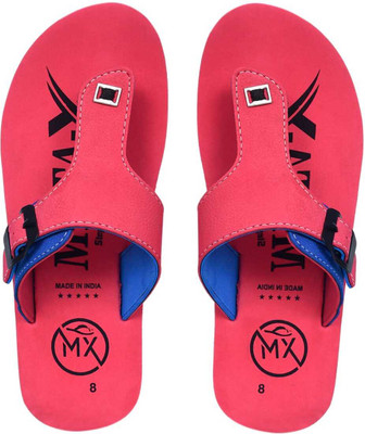 metaflex Men Flip Flops(Red, Blue , 9)