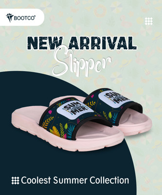 Bootco Women Slides(Green, Pink , 6)