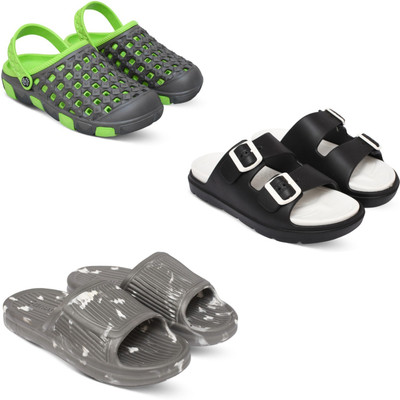 Acorn Men Slides(Green, Black, Grey , 9)