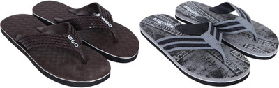 MIGOLITE Men Flip Flops(Grey, Black , 6)