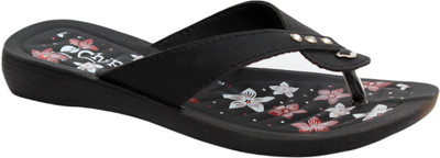 CHIPS Women Flip Flops(Black , 3)