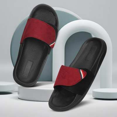 Shoe Mate Men Slides(Maroon, Black , 7)