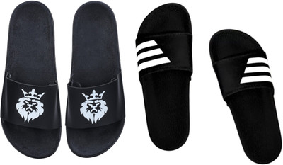 Digimahadev Men Flip Flops(White, Black , 6)