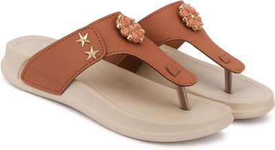SWIFT STYLES Women Slippers(Brown , 6)