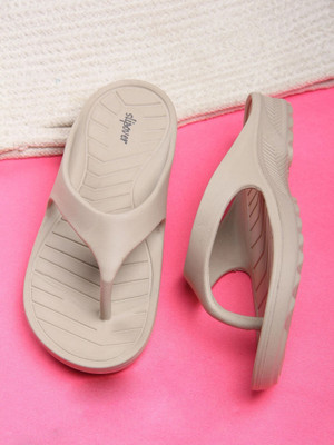 slipover Women Flip Flops(Beige , 6)