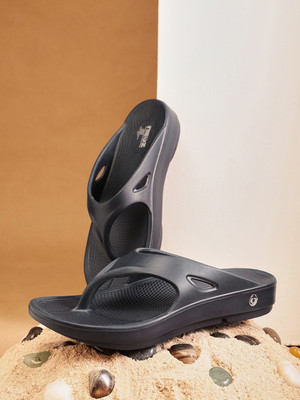 Neoz Women Levirex Lightweight with Arch Support Durable Anti-Skid & Stylish Dailywear| Flip Flops(Black , 6)