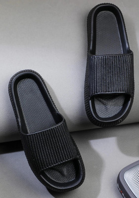 Shoe Island Men Slides(Black , 9)