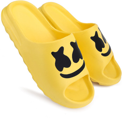 Alright Men Men's Super Soft Cool Fashion Arch Fit Anti Skid Comfortable Slide Slides(Yellow , 7)