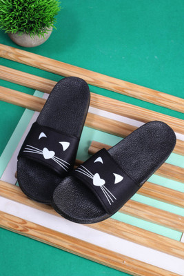Tzen Women Flip Flops(Black , 5)