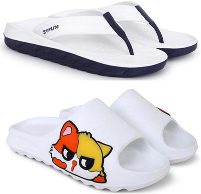 Kapani Fashion Men Slippers(White, White , 6)