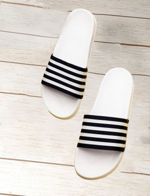 KAPYANSH Men Slides(Black, White , 8)