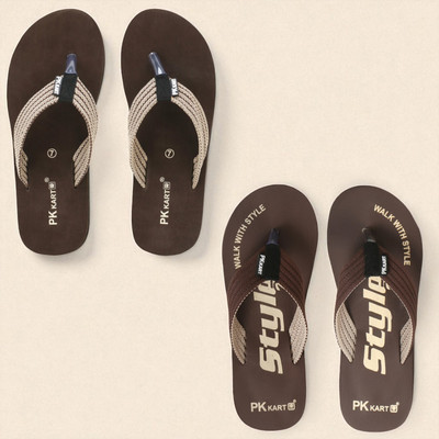 PKKART Men Slippers(Brown, Brown , 6)