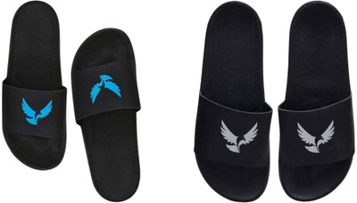 nvisan Men Slides(Blue, Grey , 9)
