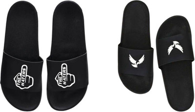 nvisan Men Slides(White, Black , 7)