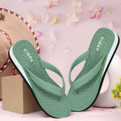 CIBEK Women Flip Flops(Green , 8)