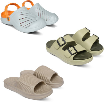 Acorn Men Slides(Orange, Beige, Grey , 10)