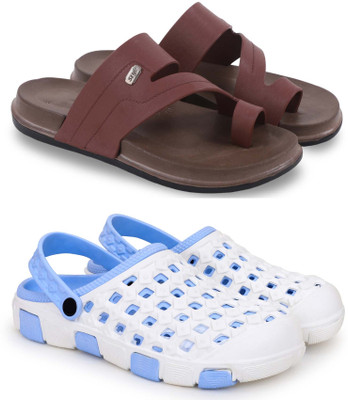 Kapani Fashion Men Slippers(Brown, Blue , 6)