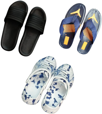 BLIBBERS Men Slippers(Black, Blue, Multicolor , 9)