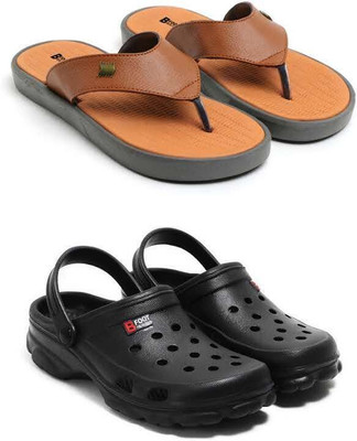 BFOOT Men Slippers(Orange, Tan , 7)