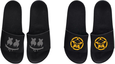 nvisan Men Slides(Black , 9)