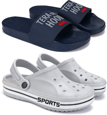 ORICUM Men Slides(Navy, Grey , 6)