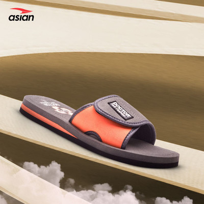asian Men Doctor Orthopedic Cushion Lightweight Anti-Slip Slides Slides(Grey, Orange , 8)