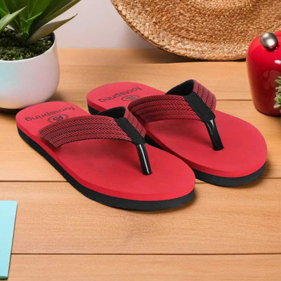 Footspring Men Slippers(Red , 10)