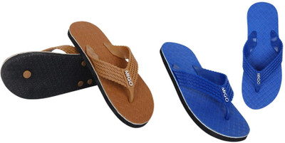 MIGOLITE Men Flip Flops(Tan, Blue , 6)