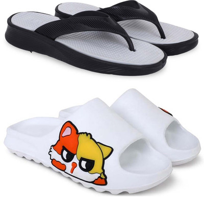 Kapani Fashion Men Slippers(Grey, White , 10)
