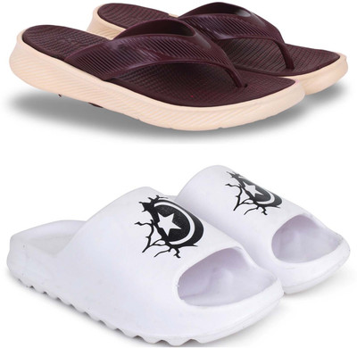 Pampy Angel Men Slippers(Maroon, White , 10)