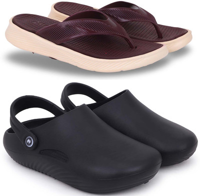 Pampy Angel Men Slippers(Maroon, Black , 10)