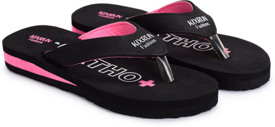 Kixrun Women Slippers(Pink, Black , 7)