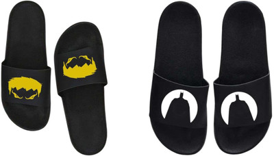 nvisan Men Slides(White, Yellow, Black , 8)