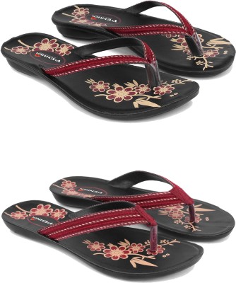 Pennen Women Slides(Red, Black 6)