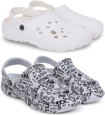 Kapani Fashion Men Clogs(White, Grey , 6)