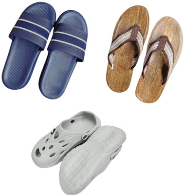 BLIBBERS Men Slippers(Blue, Brown, Grey , 6)