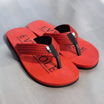 EVERSOLE Men Flip Flops(Red , 10)