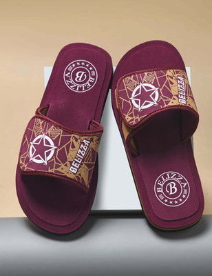 Belizza Men Slides(Maroon, Tan , 10)