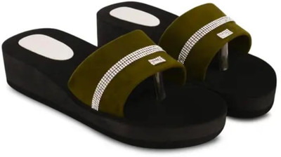 RIVAYPAFASHION Women Slippers(Black , 5)