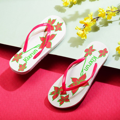 Kixrun Women Flip Flops(Pink, White , 6)