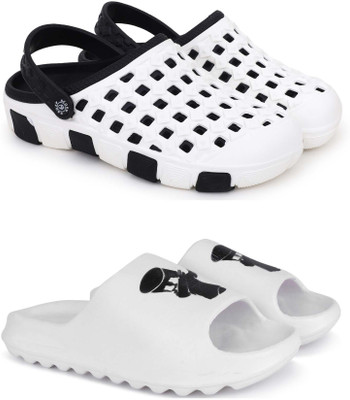 Pampy Angel Men Slippers(Black, White , 7)