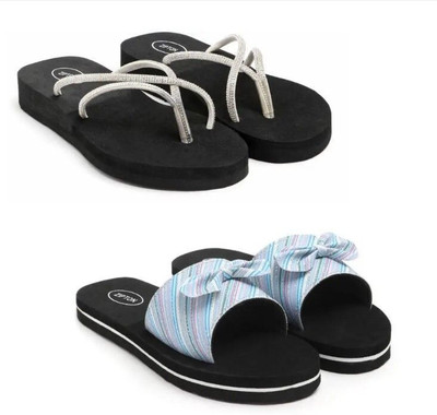 ZIPTON Women Flip Flops(Multicolor , 8)