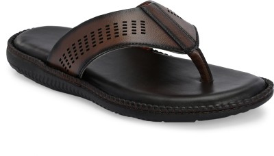 Azzaro Black Men Flip Flops(Brown , 10)