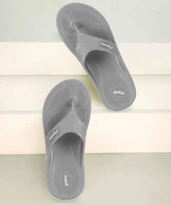 yoho Men Drizzle Soft Slippers| Mild Acupressure | Lightweight | Anti Skid | Waterproof Flip Flops(Grey , 8)