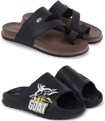KAPYANSH Men Slippers(Black, Black , 7)