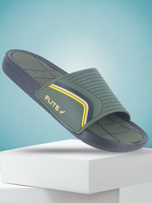 FLITE Men Slides(Black, Olive , 7)