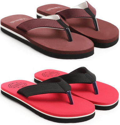 VAHMAH Women Slippers(Maroon, Red , 5)